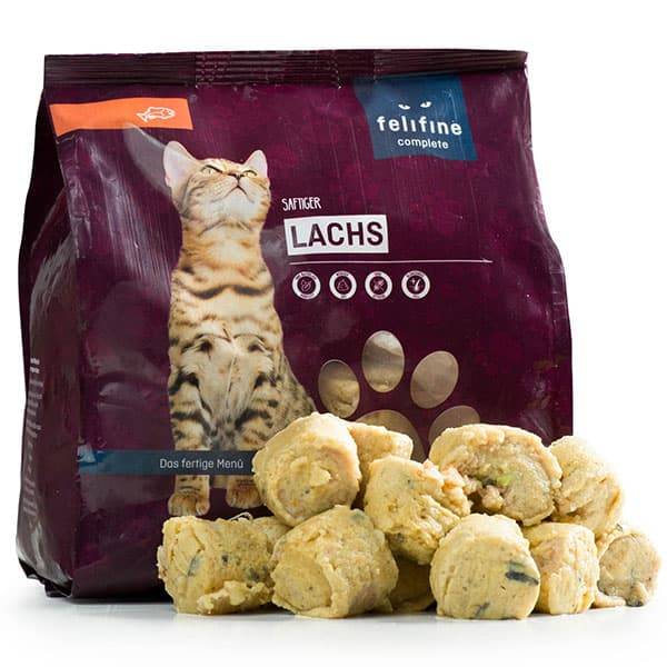 FeliFine BARF Komplettmenü für Katzen mit zartem Lachs